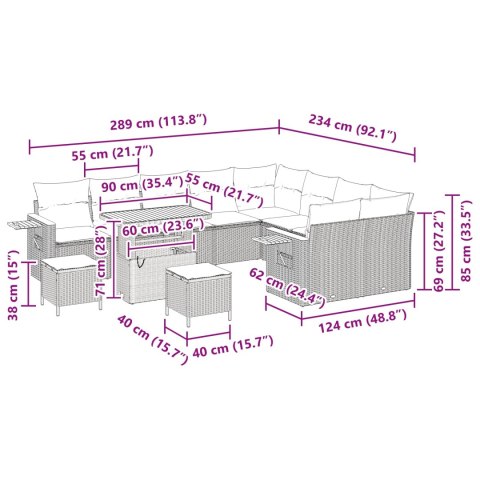 Zestaw Sof na Ogród z poduszką Czarny Polirattan