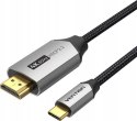 Kabel USB-C do HDMI Vention 4K@60Hz w oplocie 2m szary