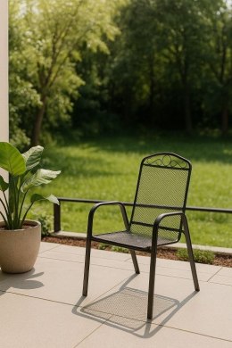 Metalowe krzesło ogrodowe na taras, czarne, sztaplowalne
