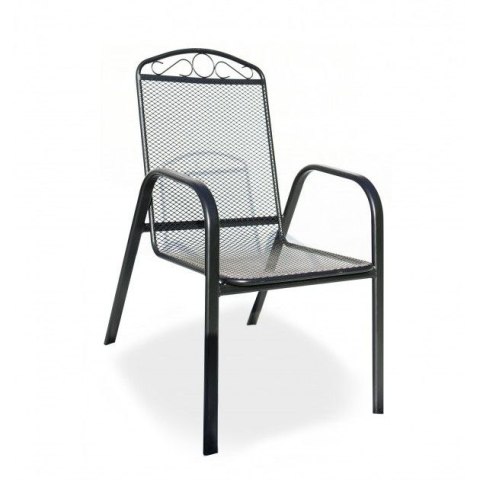 Metalowe krzesło ogrodowe na taras, czarne, sztaplowalne
