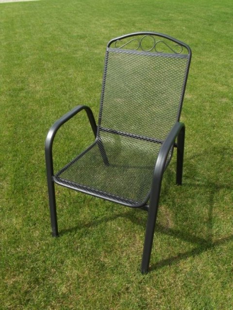 Metalowe krzesło ogrodowe na taras, czarne, sztaplowalne