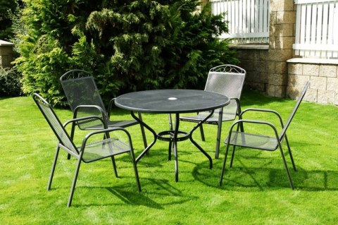 Metalowe krzesło ogrodowe na taras, czarne, sztaplowalne