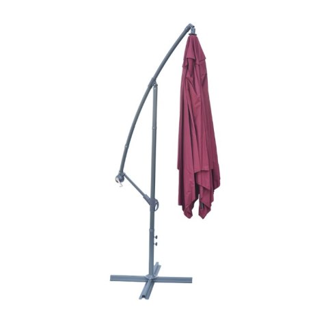 Parasol ogrodowy prostokątny na wysięgniku bordowy 270 x 270 cm