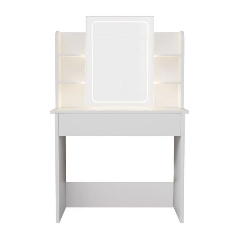 Toaletka Zoey z lustrem LED i 6 półkami, biała, 80x40x140 cm