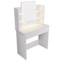 Toaletka Zoey z lustrem LED i 6 półkami, biała, 80x40x140 cm