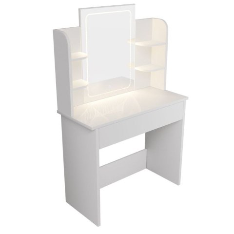 Toaletka Zoey z lustrem LED i 6 półkami, biała, 80x40x140 cm