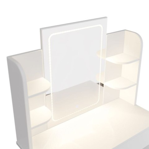 Toaletka Zoey z lustrem LED i 6 półkami, biała, 80x40x140 cm