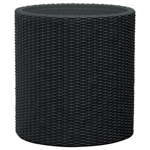 Rattanowa doniczka z tworzywa sztucznego - L - antracyt