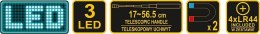Latarka teleskopowa z magnesem - 3 diody LED