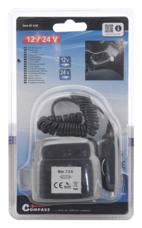 Rozdzielacz zapalniczki samochodowej 12/24 V, z kablem