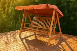 Huśtawka ogrodowa 3-osobowa, sosnowa, 192 cm, z dachem