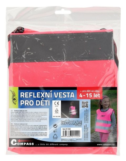Ostrzegawcza różowa kamizelka dziecięca S.O.R. - 53 cm, różo