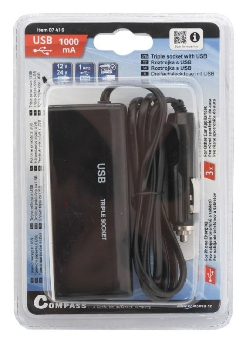 Rozdzielacz 12/24V + USB 1000 mA