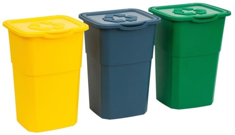 Zestaw 3 ECO pojemników na odpady posortowane 3 x 50 l
