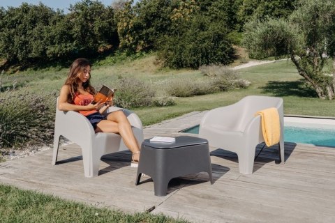 PETRA stół plastikowy + skrzynia, grafitowy