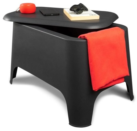 PETRA stół plastikowy + skrzynia, grafitowy