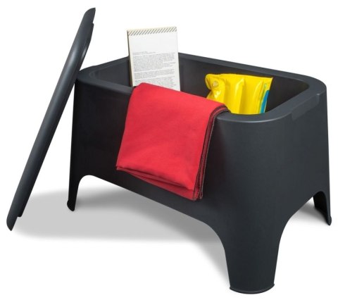 PETRA stół plastikowy + skrzynia, grafitowy