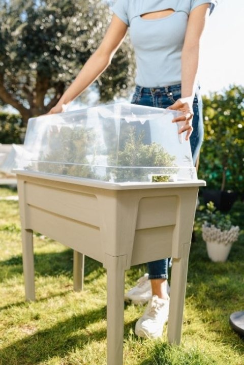 Podwyższona donica plastikowa NIAGARA, jasnoszara