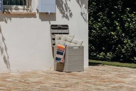 WOODYS Plastikowa skrzynia do ogrodu 90l jasno szara