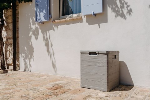 WOODYS Plastikowa skrzynia do ogrodu 90l jasno szara