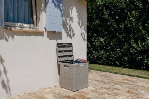 WOODYS Plastikowa skrzynia do ogrodu 90l jasno szara