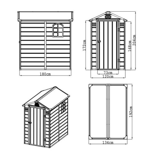 Domek narzędziowy AVE B, 204 x 192 x 134 cm, ciemnoszary