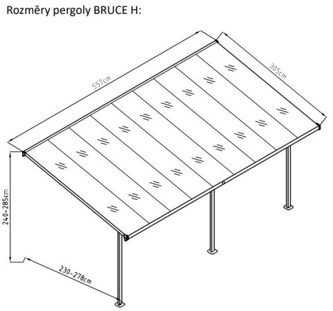 Pergola ogrodowa BRUCE H 557 x 305 cm, transparentna