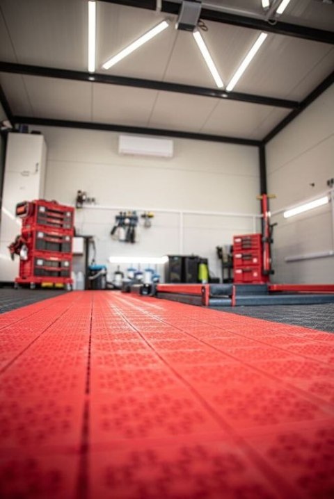 ATENA płytki podłogowe, plastikowe 11 szt., czerwone