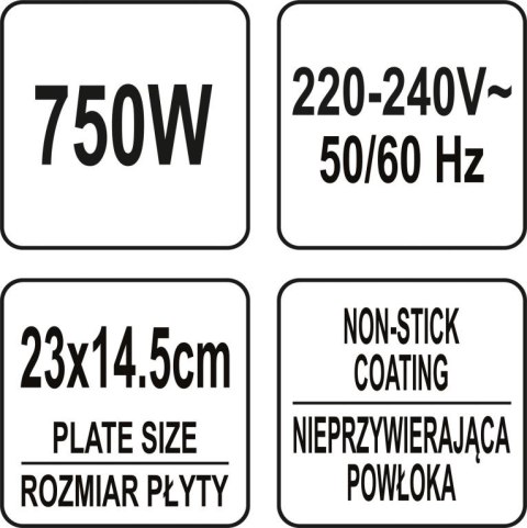 Grill Panini 275 x 220 x 90 mm, 750 W, czarny