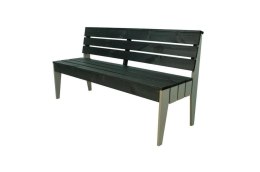 POOL Ławka drewniana 150 x 50 x 76 cm, czarna/szara