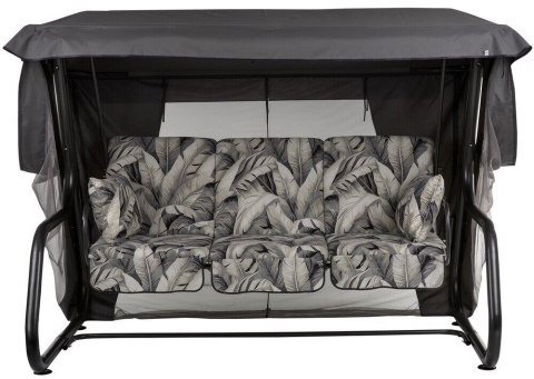 VENEZIA Huśtawka ogrodowa, metalowa, szara z liśćmi