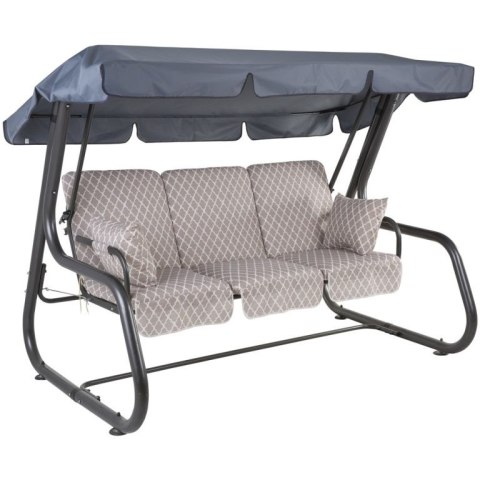 4-osobowa ogrodowa huśtawka metalowa, rozkładana, antracyt
