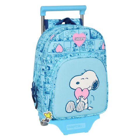 Torba szkolna z kółkami Snoopy Love Niebieski 26 x 11 x 67 cm 26 x 34 x 11 cm