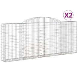 Kosze gabionowe z łukiem, 2 szt, 300x30x120/140 cm, żelazo