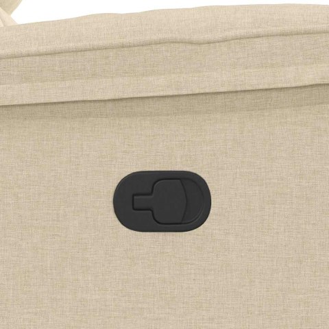 Rozkładany fotel masujący, kremowy, obity tkaniną