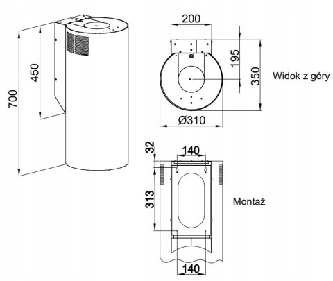 Okap MAAN Elba WPB 731 złoty piaskowy (WYPRZEDAŻ)