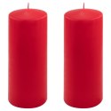 Zestaw słupkowych świec, 25 cm, Ø 10 cm, czerwony, 2 sztuki.