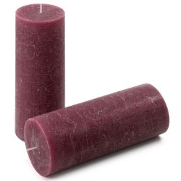 Zestaw świec rustykalnych, 20 cm, Ø 7,5 cm, bordowy, 6 szt.