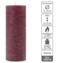 Zestaw świec rustykalnych, 20 cm, Ø 7,5 cm, bordowy, 6 szt.