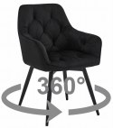 Krzesło JORK360 - czarny aksamit / nogi czarne x 1