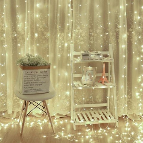 Zewnętrzna kurtyna świetlna LED 3×3 m, zimna biel, 300 diod