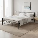Łóżko metalowe 160x200 cm ze stelażem czarna rama ModernHome