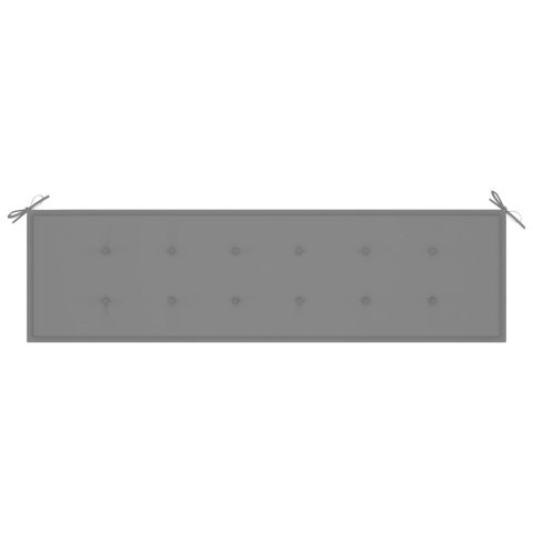 VidaXL Ławka ogrodowa z szarą poduszką, 175 cm, lite drewno tekowe