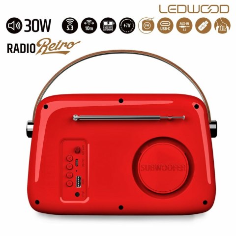Radio Tranzystorowe Ledwood ALMA RED Czerwony 30 W