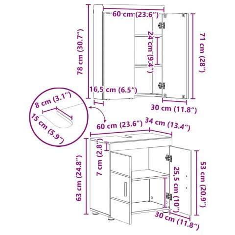 Zestaw mebli łazienkowych TULUM Czarny Materiał drewnopochodny
