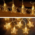 Łańcuch świetlny gwiazda bożonarodzeniowa, ciepła biel, 10 d