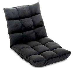 Czarny fotel podłogowy Relax Lounger, welur, 5 pozycji