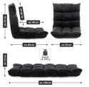 Czarny fotel podłogowy Relax Lounger, welur, 5 pozycji