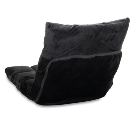 Czarny fotel podłogowy Relax Lounger, welur, 5 pozycji