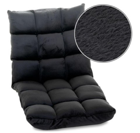 Czarny fotel podłogowy Relax Lounger, welur, 5 pozycji